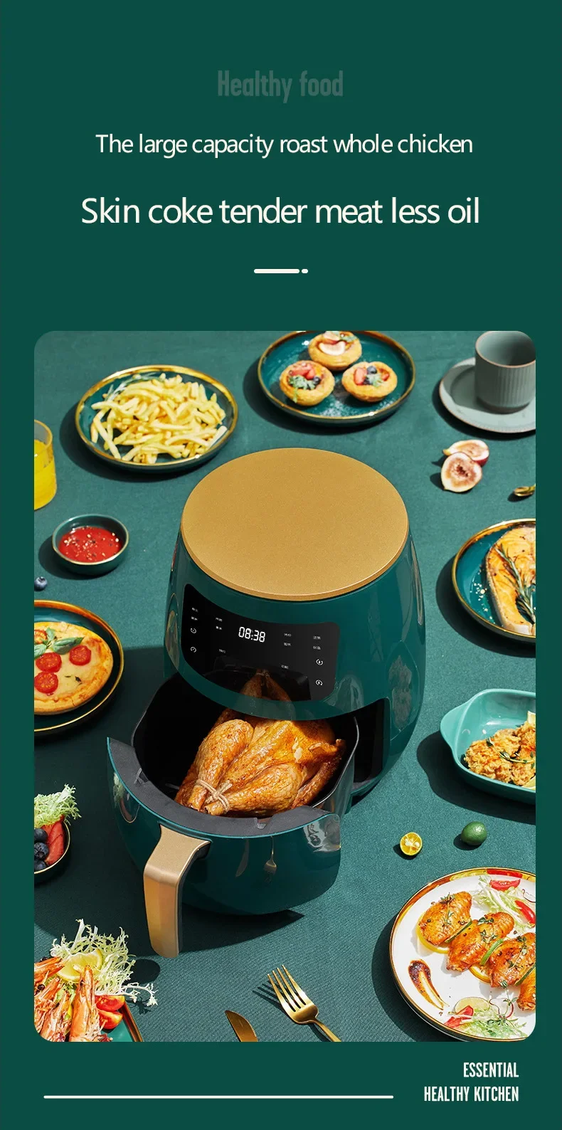 FACTORY customized 1400W 6l high-capacity Multi Functional Air Fryer pot German dual digital Power smart air fryers