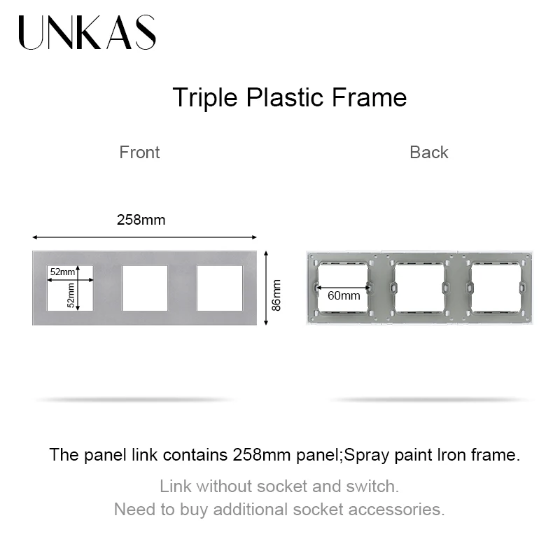 Unkas Diy Grijs Plastic Eu Fr Univers Wall Type-C Socket Dimmer Tv Internet Materialen Invoegen Functietoets Voor Usb-Laadpoort