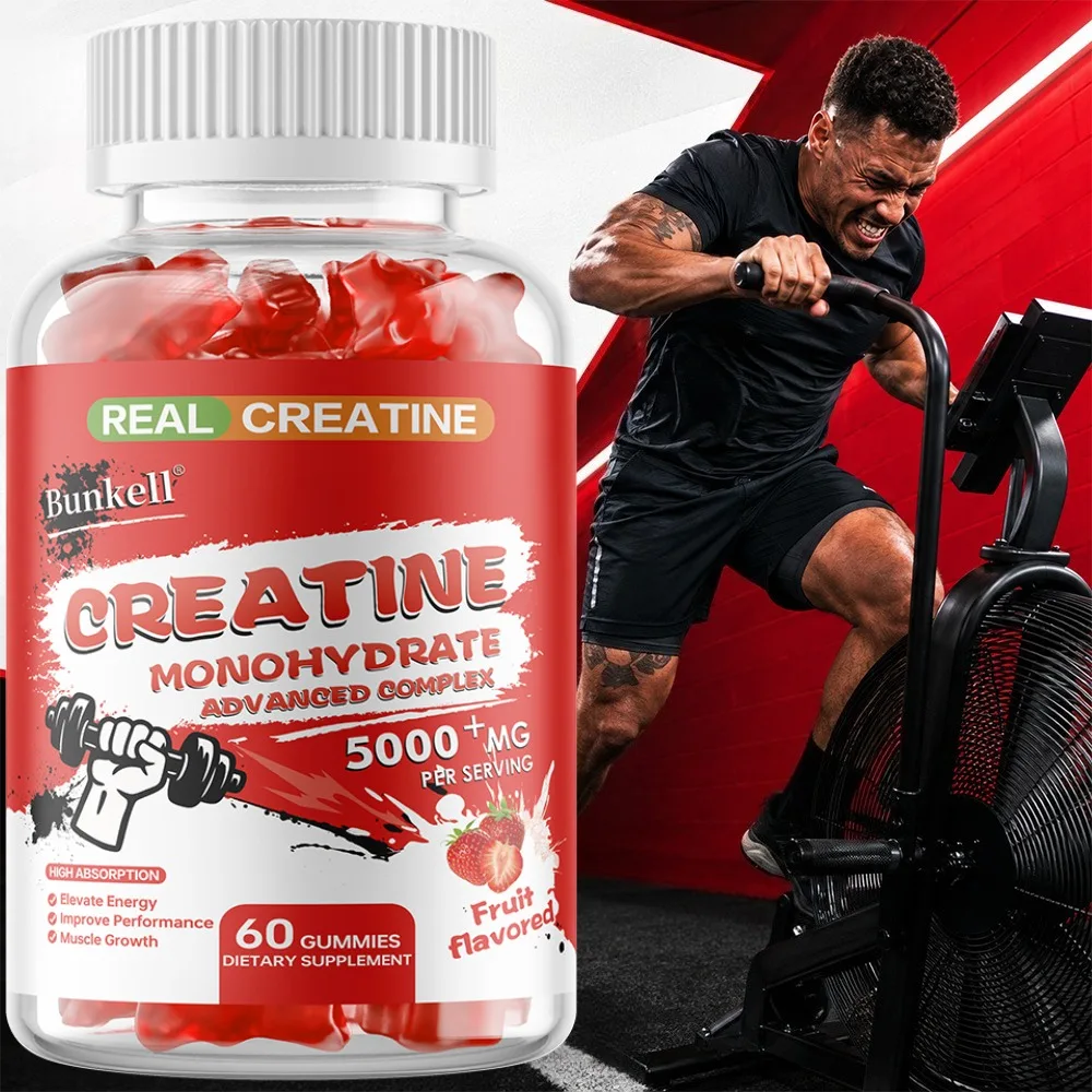 Creatine Monohydrate Gummies, 5000mg, Advanced Formula, Pre-Workout Supplement, Support Muscle Strength, Energy Boost