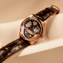 OBLVLO Original Design Men's Joker Rose Gold Automatic Watch Super Luminous Leather Mechanical Sport Watches Reloj de hombre JM