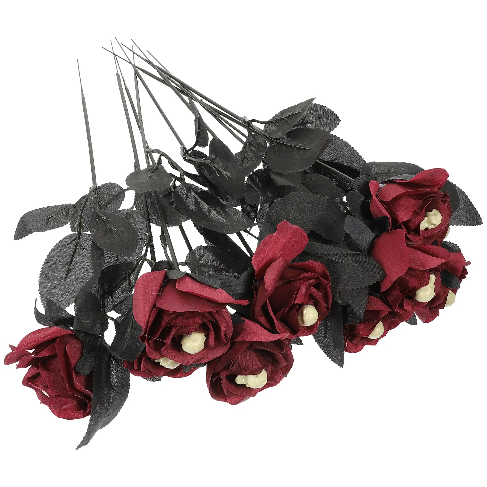 

10Pcs Skull Rose Artificial Halloween Fake Roses Decoration for Haunted Party Halloween Artificial Rose