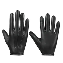 Men's Gloves Leather Winter Autumn Driving Keep Warm Tactical Cycling Gloves Black Outdoor Sports Waterproof Mitten