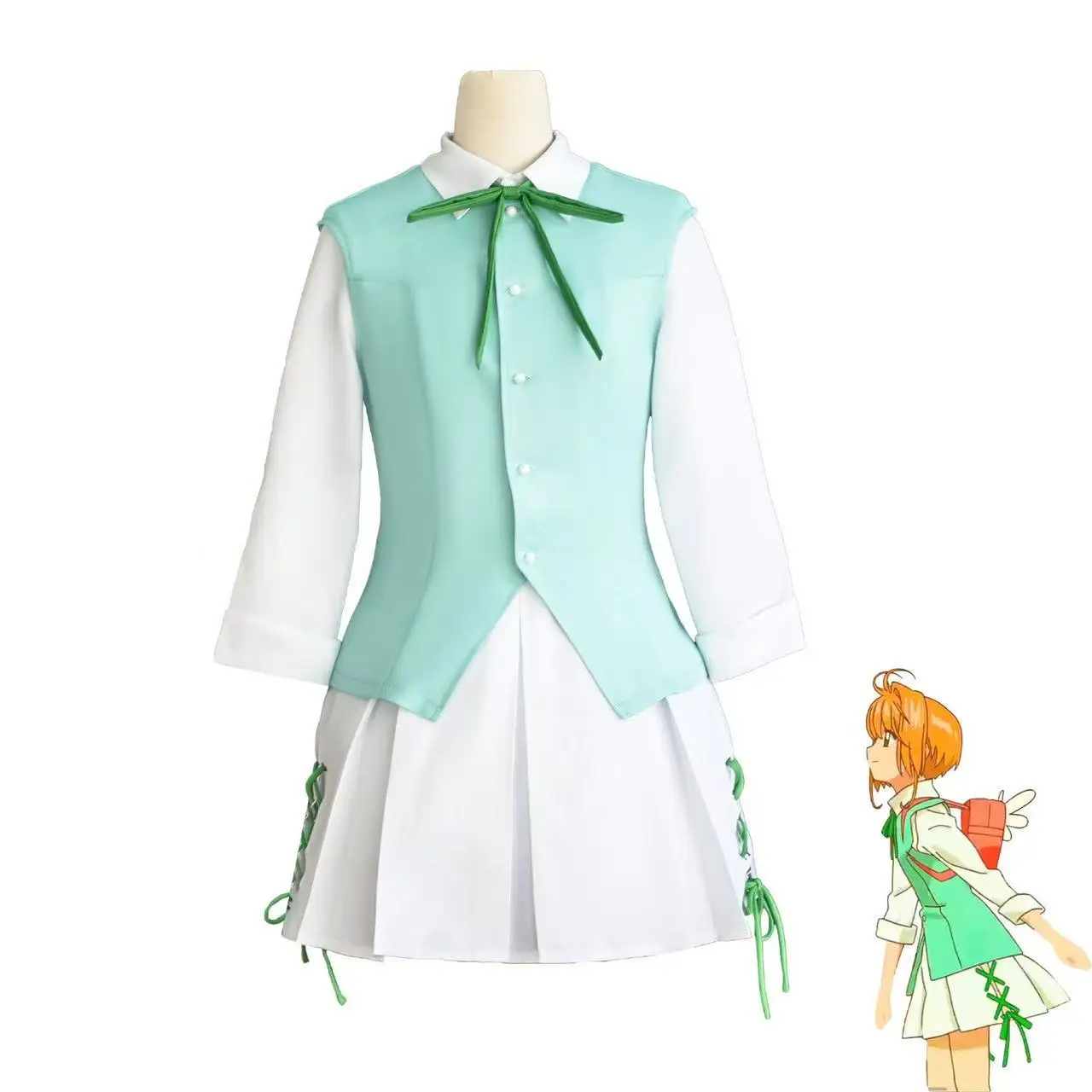 

Cardcaptor Sakura Cosplay Costume Transparent Card Green Vest Dress for Women Suitable for Halloween and Christmas
