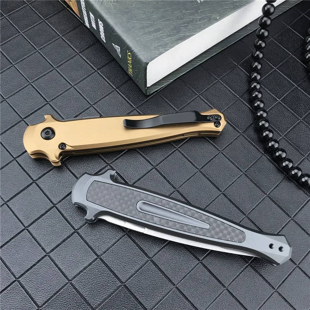 KS 7150 Launch 8 Folding Pocket Knife D2 Steel Blade Aluminum Alloy Inlaid with Carbon Fiber Handles  Sharp Rescue EDC Tools