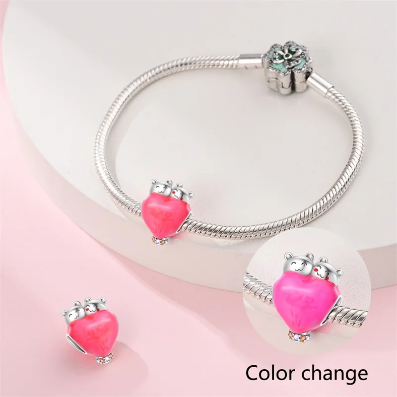 925 Sterling Silver Romantic Sweet Two Way Journey To Charms Beads Fit 3mm Original Bracelet DIY Women Anniversary Jewelry Gifts