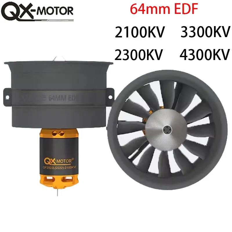 

RC Avion Model 12 Blade 64mm EDF with 2100KV 2300KV CW CCW 3300KV 4300KV Motor Suitable for Jet Aircraft Fixed Wing