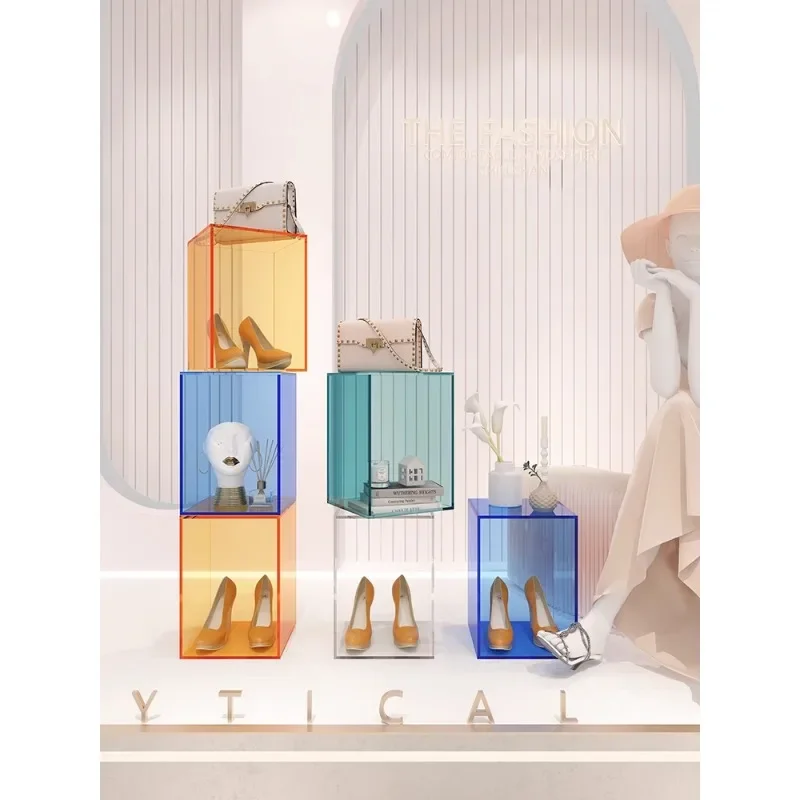 Clothing store display stand color transparent plexiglass creative water table window prop box acrylic display cabinet