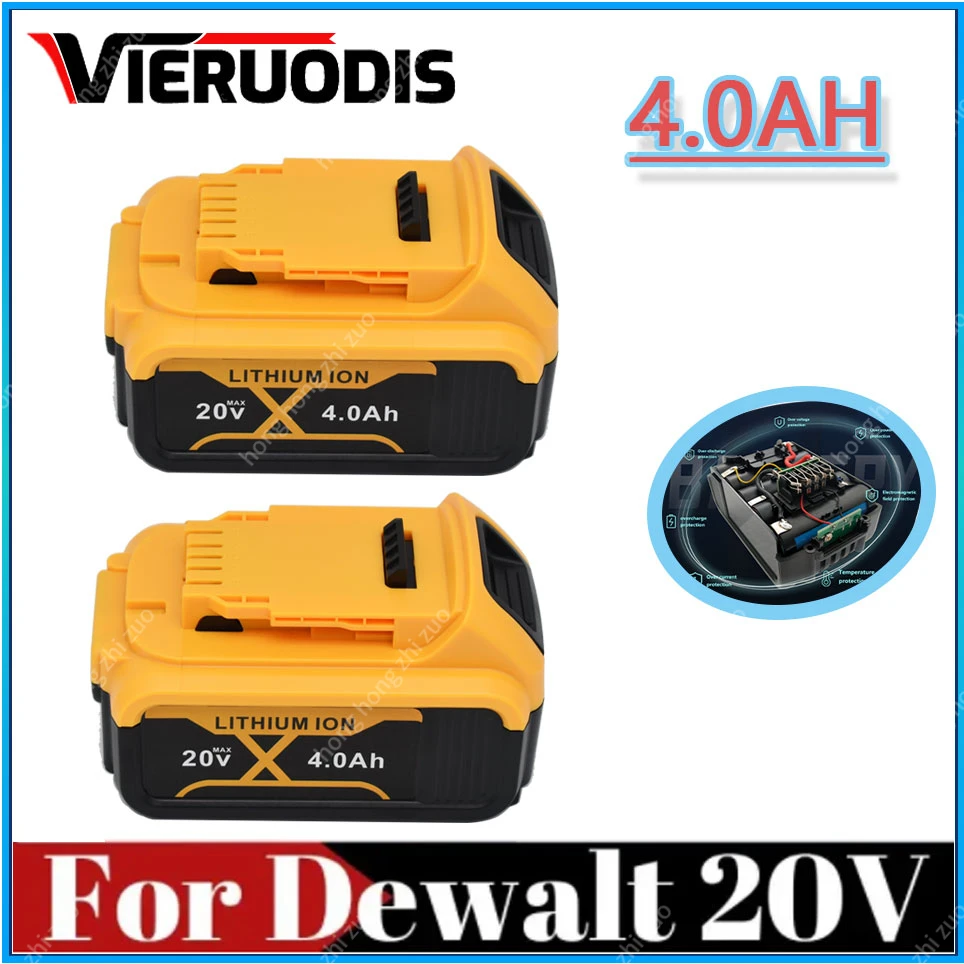 

For DeWalt 100% Original 20V 4000mAh Rechargeable Power Tools Battery with LED Li-ion Replacement DCB205 DCB204-2 20V DCB206