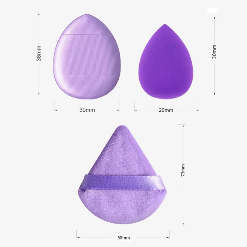 Soffio di polvere cosmetico Triangolo Peluche Cuscino d'aria Soffio di polvere Soffio di polvere per dito Mini set di strumenti di bellezza per uova cosmetiche 12 pezzi/borsa