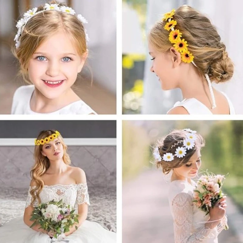 Colorful Flower Hairband for Travel Photography Realistic Flower Headband for Girls Model Show Wedding Party Headpiece