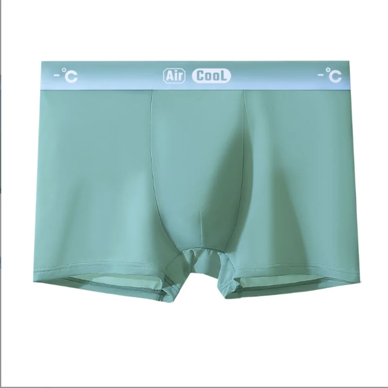 Roupa interior respirável antibacteriana masculina, seda gelada, calça de canto plano, quatro cantos, fina verão, confortável