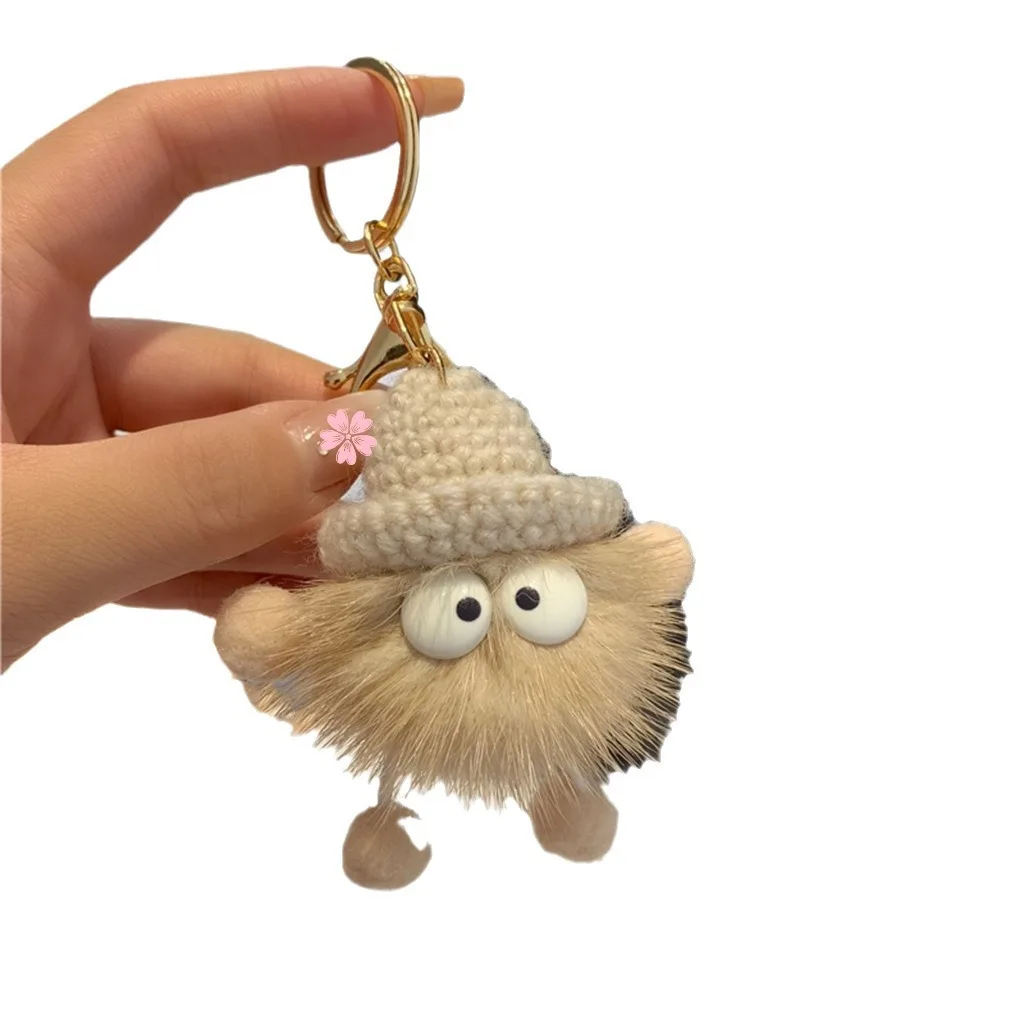 Imitation Mink Hair Small Briquettes Cute Car Keychain Elf Pendant Plush Bag