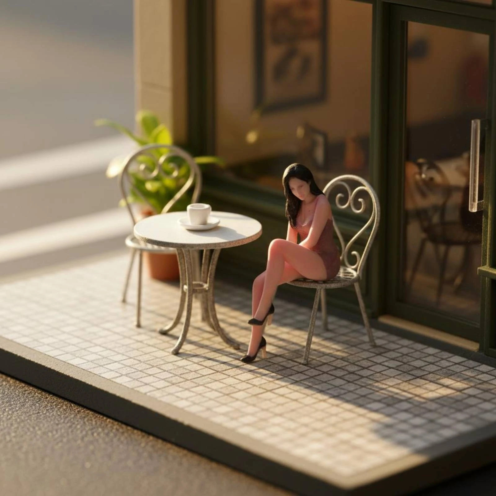 Women Fashion Pose - Seated Woman Figurine Posed Miniature Collectible
