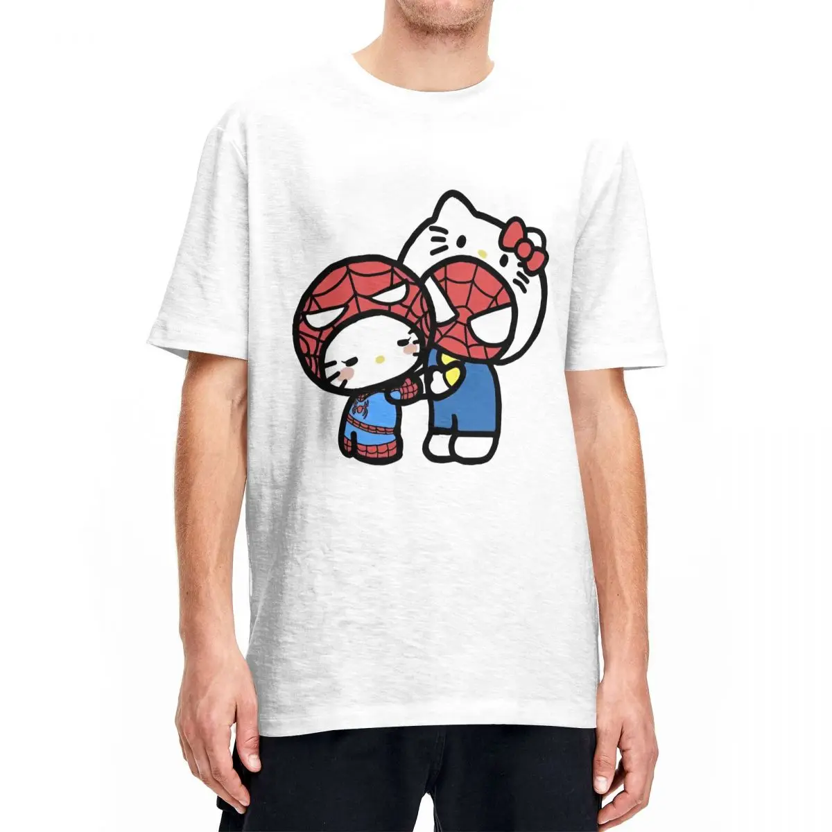 Men Women's Hello Kitty Spider Man Spider-Man T Shirt 100% Cotton New Arrival Spidernan Tee Shirts Top Clothing