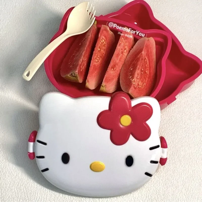 Kawaii Anime Sanrio Hello Kitty Bento Lunch Box Cartoon Student Fruit Sealed Box Cosmetic Jewelry Sundries Organizer Girls Gift