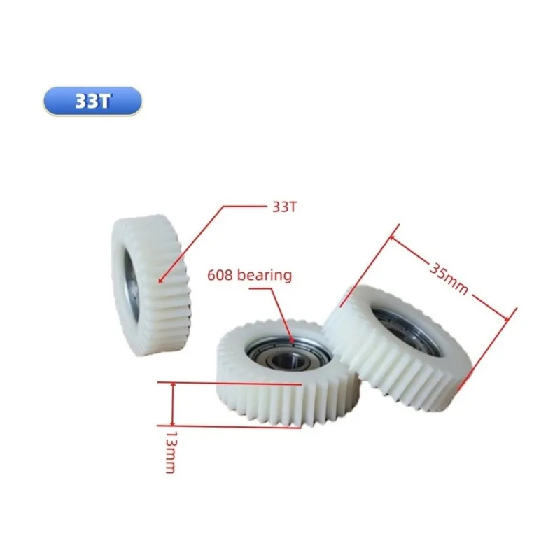 VEHO-33T Nylon E-Bike Hub Motor Gear (Diameter 35Mm, Thickness 13Mm) - Includes 608 Bearing And Snap Ring, 33-Tooth Gear