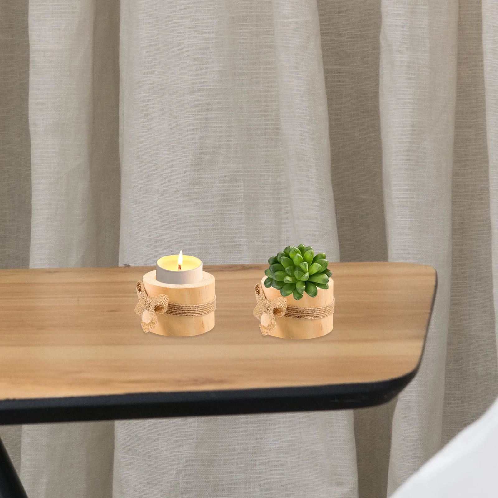 

3Pcs Pine Wood Holder European Style Succulent Pot Decoration Home Hotel Wedding Candlelight Dinner Ornament