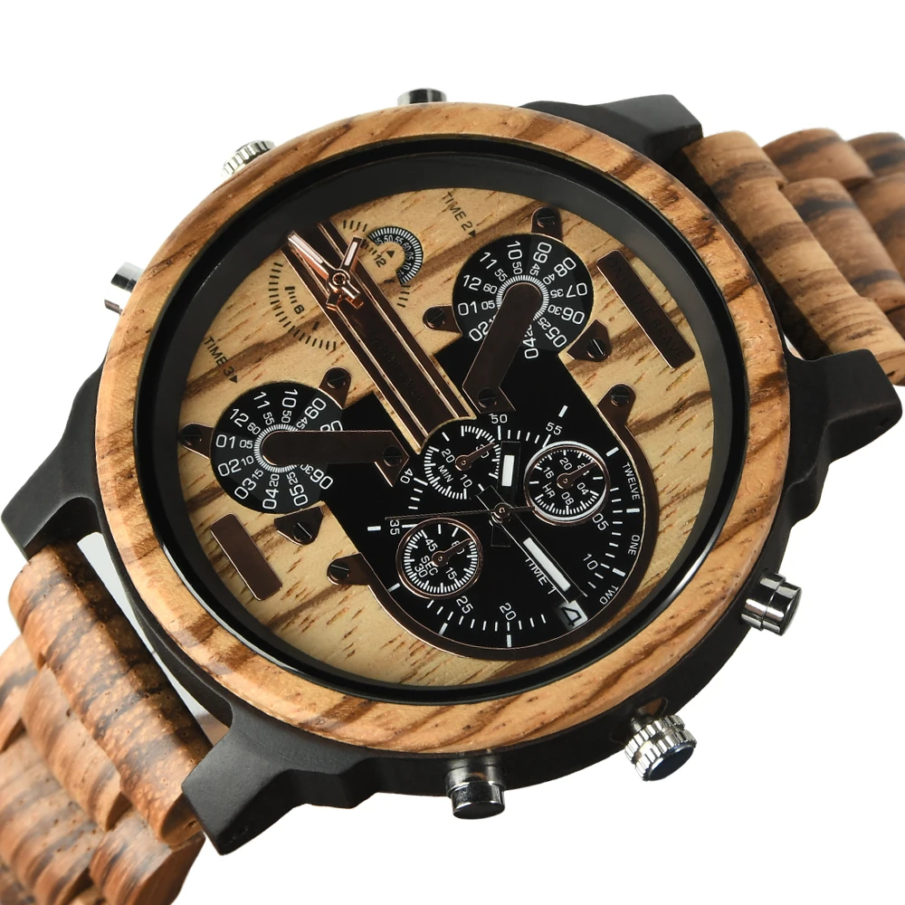 Large Dial Wooden Wristwatches Mens Watch with Free Shipping montre en bois Fashion Business Dieesl Wood Wrist Watches for Men