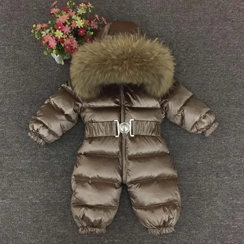 

Russian Winter -30 Degree Baby Rompers Thick Down Boys Costume Girls Warm Snowsuit Kid Jumpsuit Toddler Outerwear Baby Wear