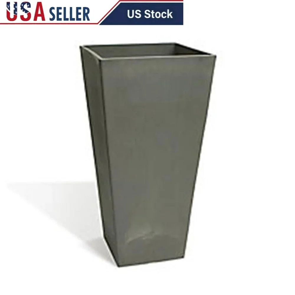 

Weather Resistant Square Planter with Elevated Shelf Easy to Move Charcoal Textured Finish Durable Lightweight Outdoor Garden
