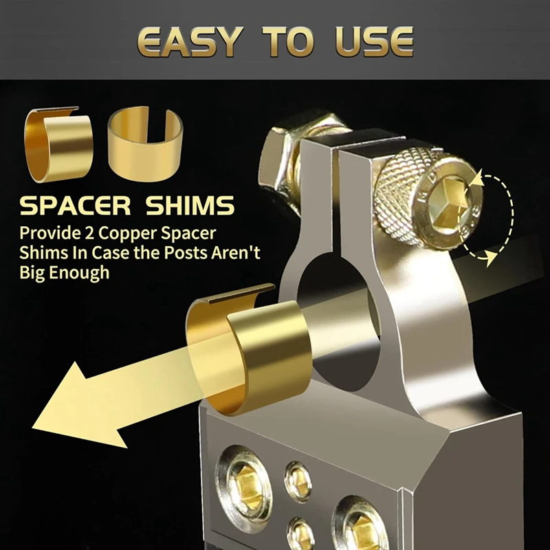 ABPP-Terminales de batería, conectores de terminales de batería de calibre 0/4/8/10 con cuñas y cubiertas protectoras, extremos de cables de batería de coche