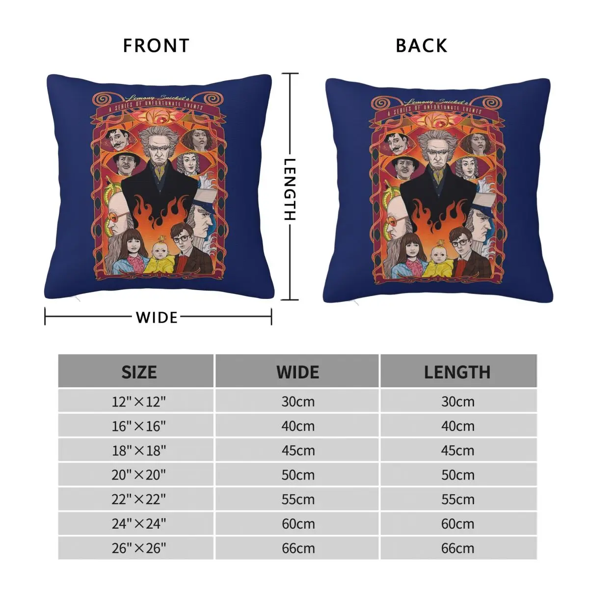 A Series Of Unfortunate Events Square Pillowcase Polyester Linen Velvet Pattern Zip Decor Throw Pillow Case Car Cushion Cover