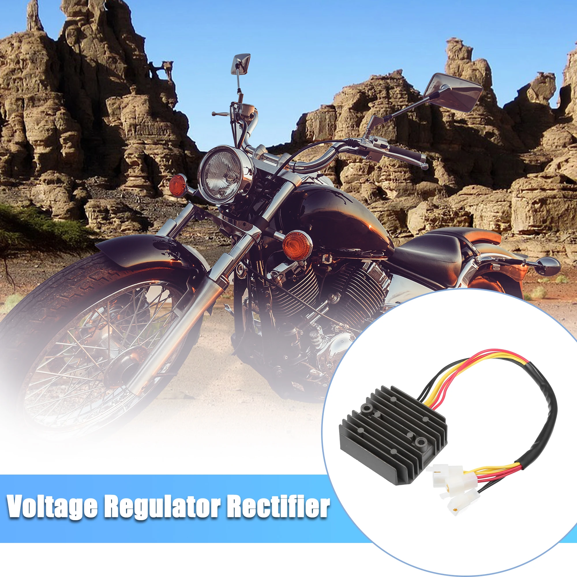 Motoforti Metal Motorcycle Voltage Regulator Rectifier with Wire Harness for Honda VT1100 Shadow Spirit/ACE Aero 7Wires 6Pins