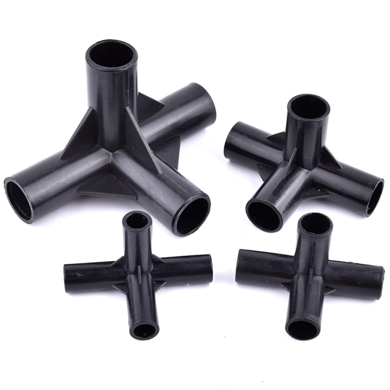 Inner Dia 8~19mm Black Pipe Fittings Four Connector Tent Wardrobe Fixed Fittings Garden DIY Shelf Tube Plastic Joint Accessories