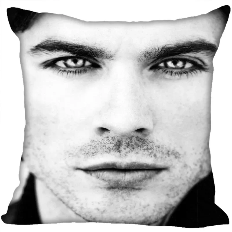 Custom Pillow Cases  Ian Somerhalder Square Pillowcase Christmas Zippered Pillow Cover 45*45cm(One Side)