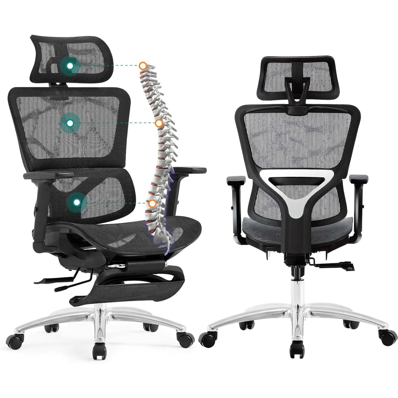 US Ergonomic Office Chair, High Back Home Office Desk Chair with Lumbar Support, 4D Adjustable Armrest & Seat Depth, Computer