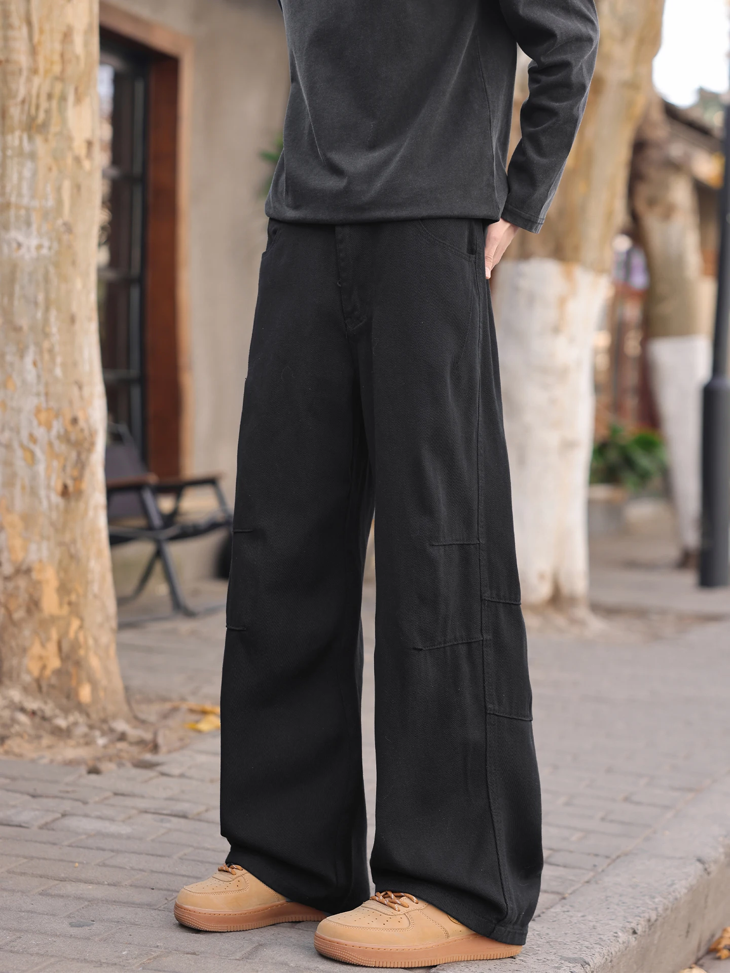 

American Retro Pleated Casual Pants Men's Spring Trendy High Street Loose Straight Leg Wide Leg Pants Casual Trousers
