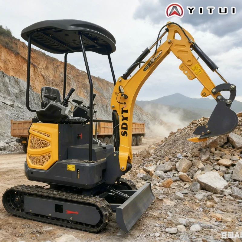 حفار صغير 2.0 طن حفار ديزل زاحف مدمج - متعدد الوظائف لحديقة المنزل وحفر المزرعة والخندق المخصصة