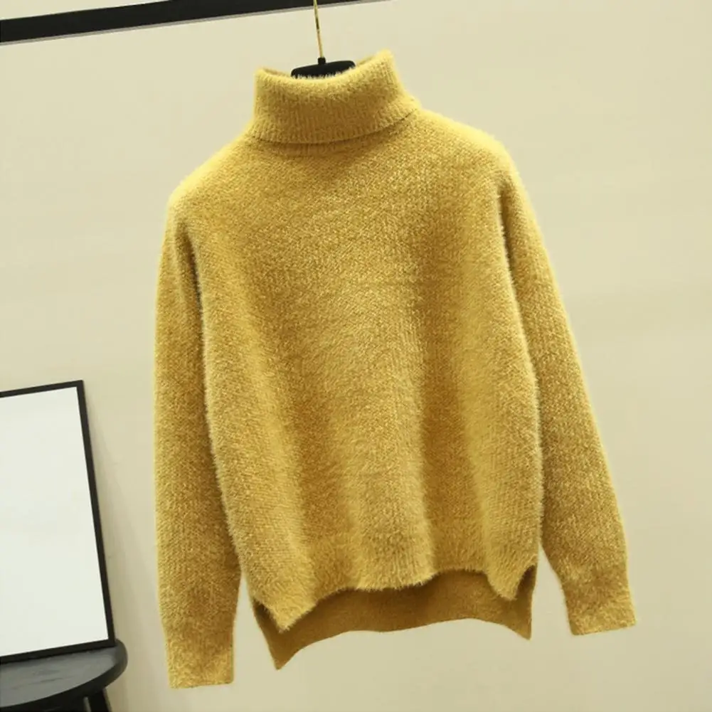 

Women Sweaters Turtleneck Stripe Knitted Cardigan Autumn and winter Korean contrasting striped knitted sweater cardigan