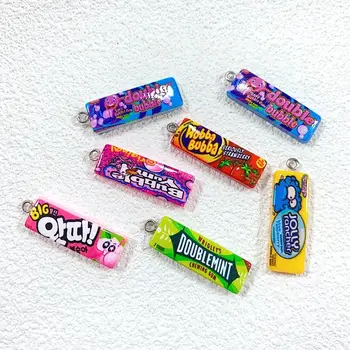 5 piezas de abalorios de resina con diseño divertido de chicle de burbujas, mini colgantes de caramelo de azúcar de dibujos animados, bricolaje para collares, llaveros, joyería. 10 best sales Chiclete - №6