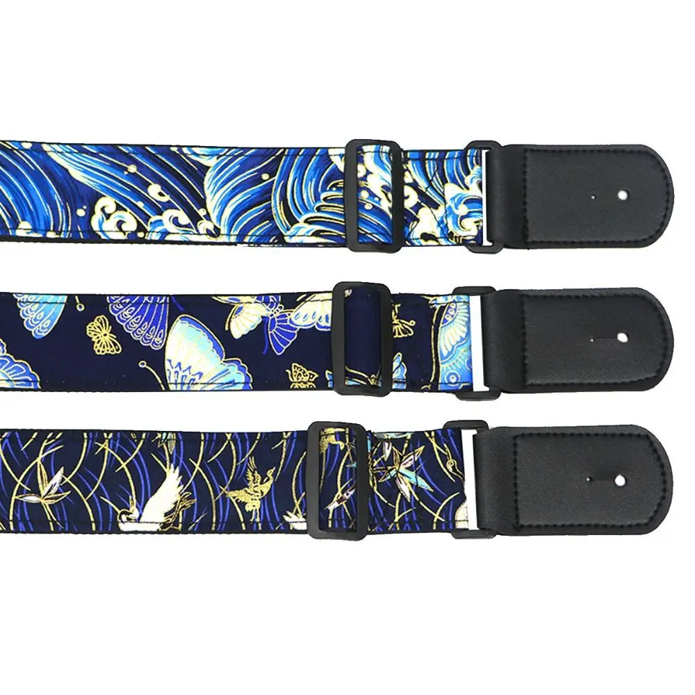 Embroidery Pattern Guitar Strap Widening Adjustable Electric Guitar Belts Guitar Accessories Leather Ends Guitar Shoulder Belt