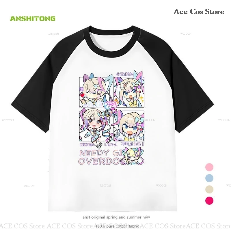 NEEDY GIRL OVERDOSE Kangel Rain Sweet Colorful T-shirt Manga Graphic Ita Tee Cute Outfit Top Short Sleeve Kawaii Doujin Clothes