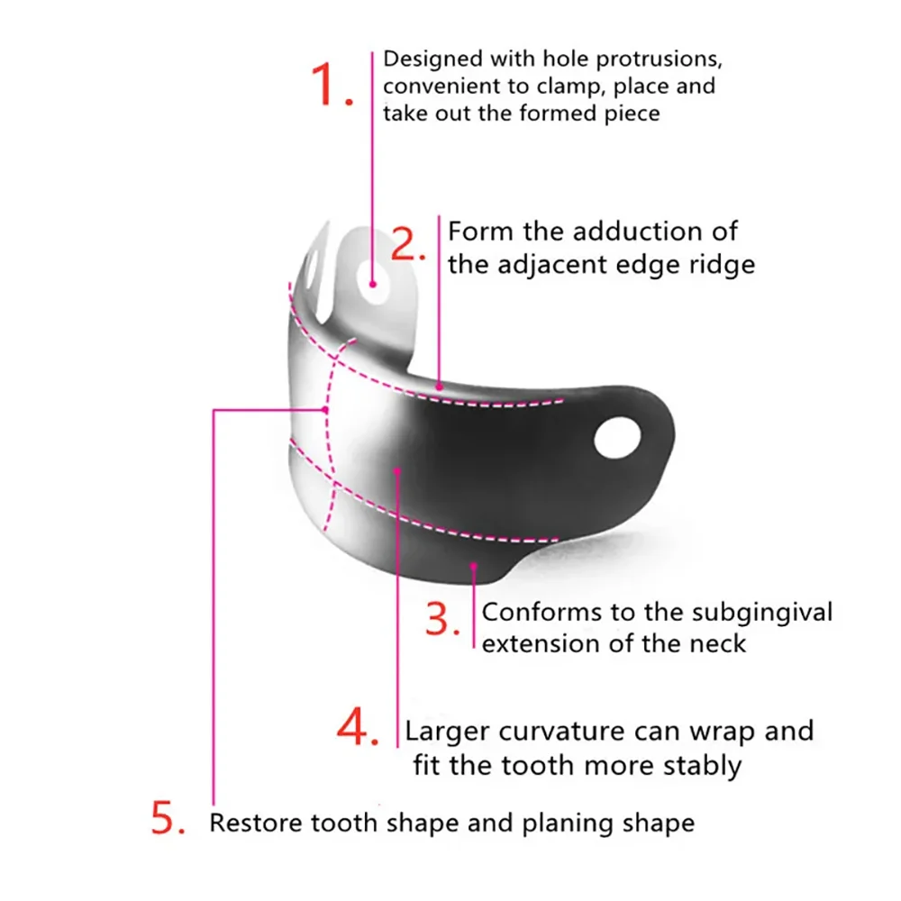 Dental Matrix Bands Sectional Contoured Metal Matrices Dentist Hardness Elasticiry Matrix Strips Autoclavable Materials