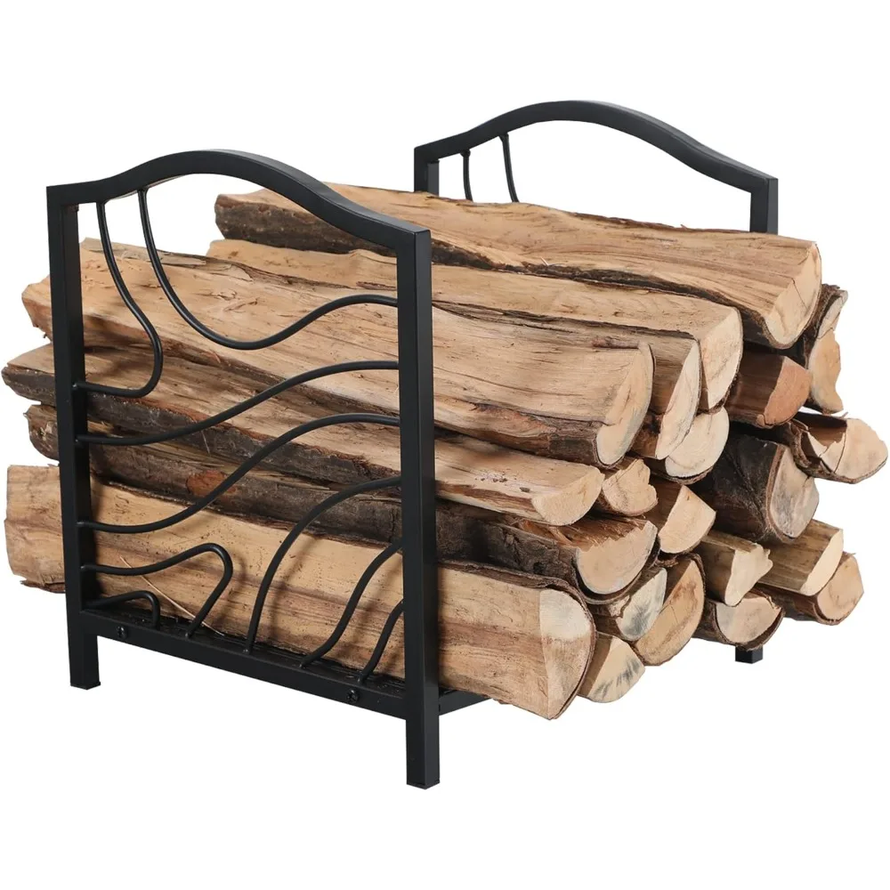 

Small Firewood Rack Indoor/Outdoor Metal Firewood Holder, Decorative Fire Log Holder for Fireplace,Fire Pit,Heavy Duty Wood Rack