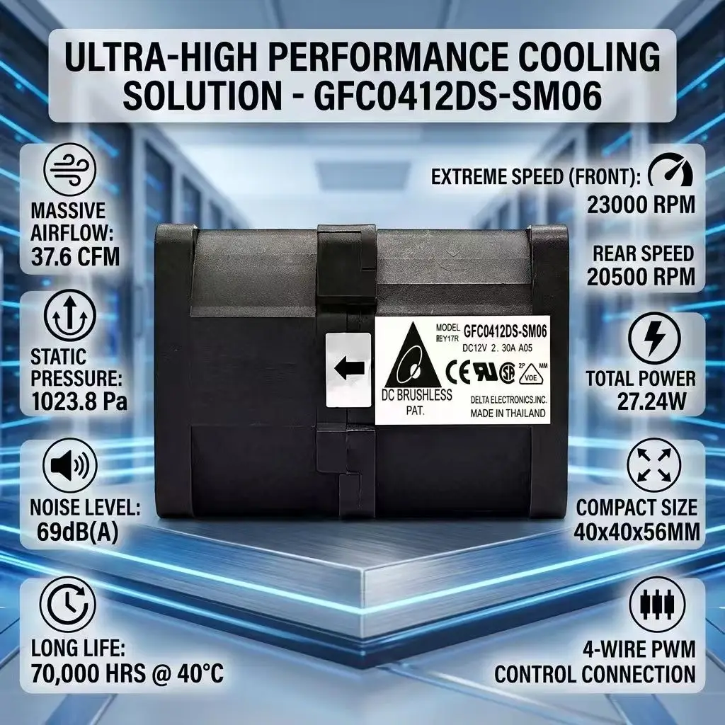 For Delta GFC0412DS-SM06 DC 12V 2.30A 4056 40x40x56mm Dual Ball Bearing Counter-Rotating 1U Server  Cooling Fan