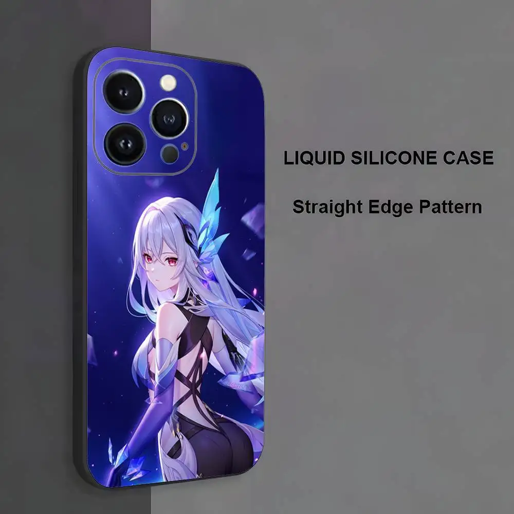 Skirk Genshin Impact Phone Case لهاتف iPhone 17,16,15,14,13,12,11، Pro Max، XS، X، XR، SE، Mini، 8، 7، غطاء أسود من السيليكون الناعم