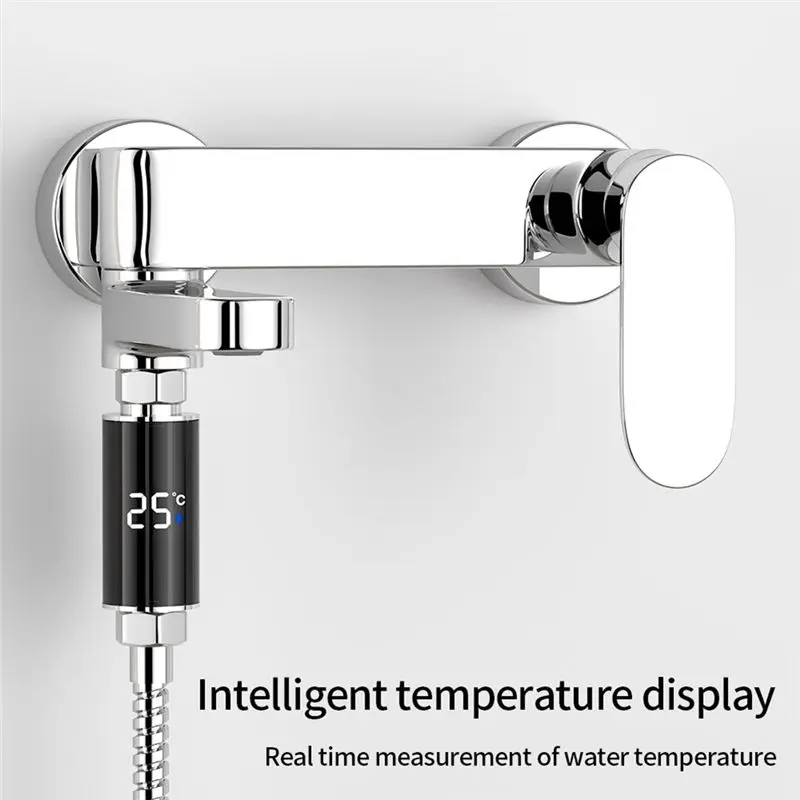 ก๊อกน้ำฝักบัวอาบน้ำแบบดิจิตอล B64B พร้อมจอแสดงผล LED แสดงอุณหภูมิ ใช้พลังงานน้ำ สำหรับอาบน้ำที่บ้าน