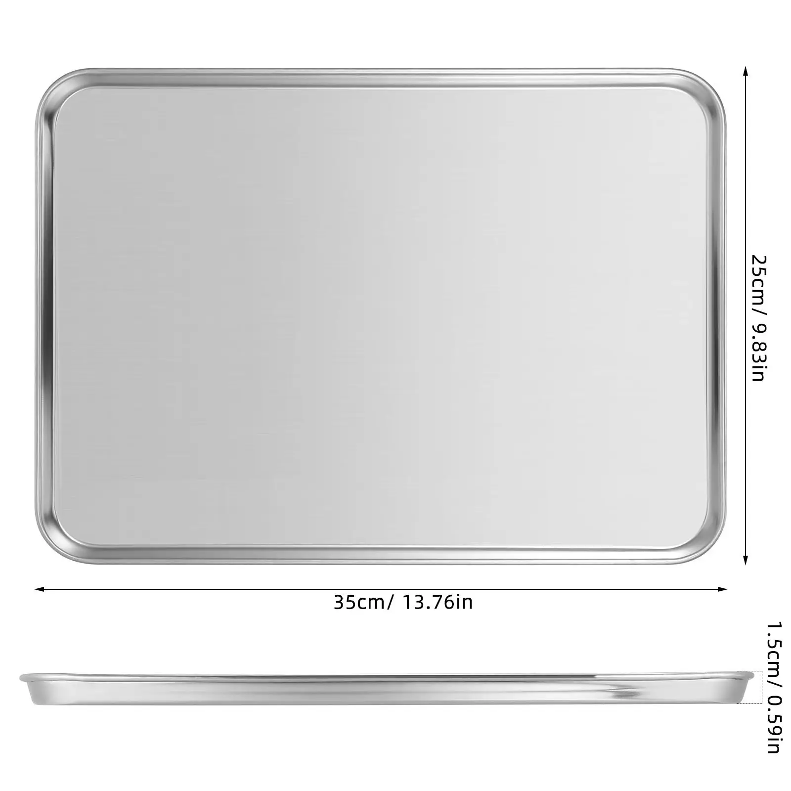 Stainless Steel Rectangular Cuisine Plate Premium Quality Polished Surface for Home Restaurant Use Bbq Picnic Camping Food