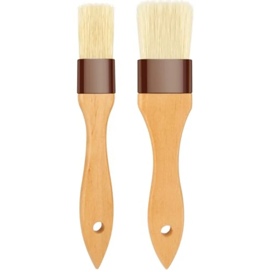 

Pastry Brush-Basting Brush for Cooking, 2 Pc Boar Bristles Food Brush for BBQ, Beech Wooden Handle Butter Brush for Baking/Spre