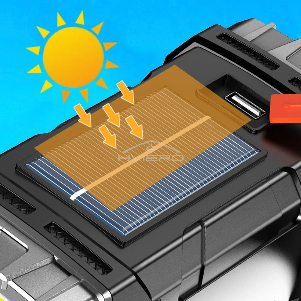 Solar Portable Lights LED Searchlight Handheld Flashlight Waterproof USB Charging COB Side Lamps for Outdoors on Foot Campings