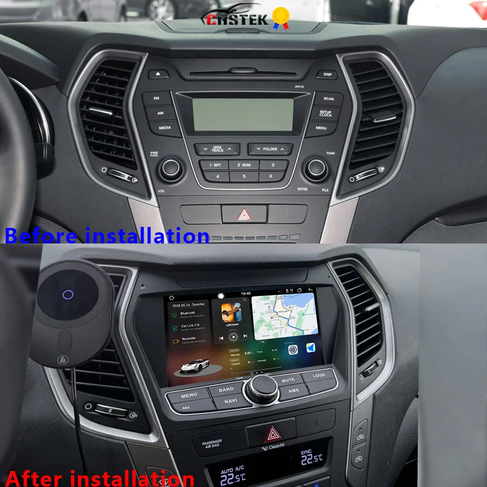 CHSTEK Head Unit Carplay Android 13 For Hyundai Santa Fe IX45 SantaFe 3 2013-2017 GPS Car Radio WIFI 4G BT DSP Multimedia Player
