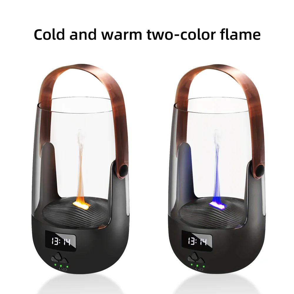 200ML Aroma Diffuser Retro Design Flame Effect Humidifier with 3 Timer Settings Dry-Run Protection Creates Cozy Atmosphere