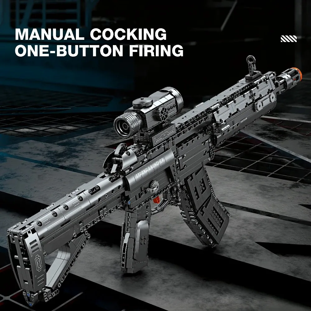 QBU-191 Rifle de bloques de construcción armas militares modelo de pistola de simulación ladrillos juguetes educativos para niños regalos de vacaciones (1593 piezas)