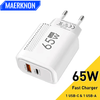 65W GaN USB C Charger Fast Charging EU/US Plug Phone Charger Adapter For iPhone Samsung Xiaomi Quick Charge Type C Wall Charger
