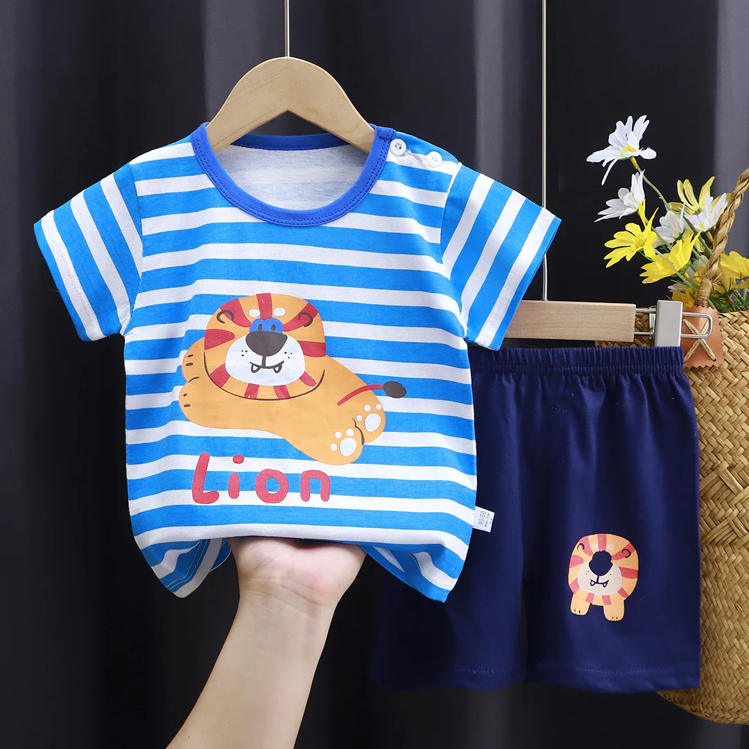New Boys Summer Clothing Set Full Bear Print Cotton Short Sleeve T-shirts and Shorts 2PCS Breathable Outfit For Girls image 4