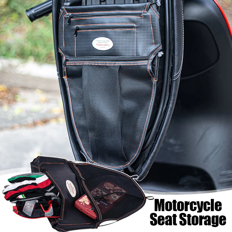 1pc Portable Motorcycle Seat Storage Bag Antifouling Black Electric Vehicle Scooter Storage Organizer Tool Bag Cycling Bags